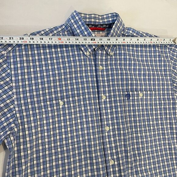 ~ Wrangler XL George Strait Cowboy Cut Collection Button-Down Shirt Blue Plaid - Picture 6 of 14